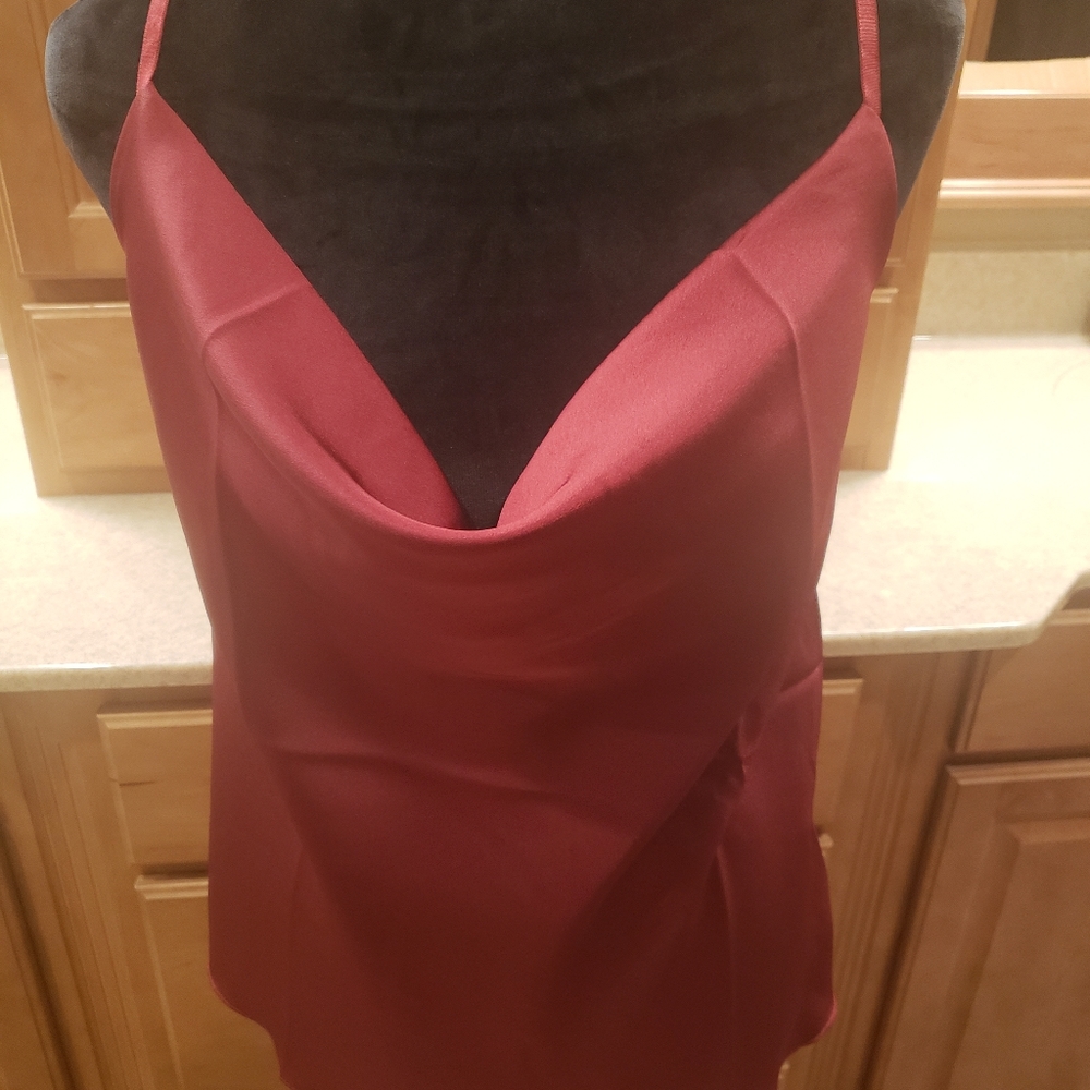 Burgundy, satin camisole sheeth size Large.